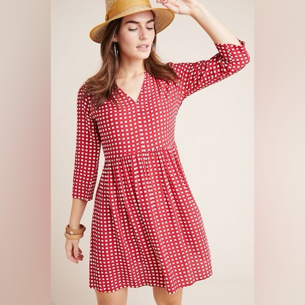 Anthropologie Maeve Red and White Dress, Large